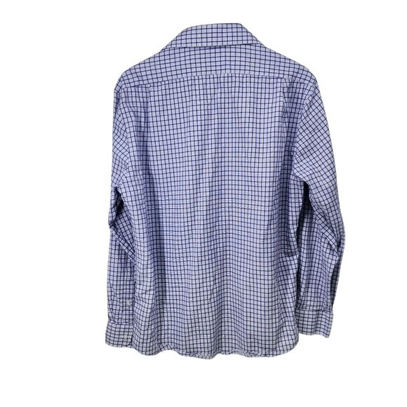 Dockers Mens Fitted Stretch Collar Plaid Shirt L 16/16.5 Purple Check - Picture 3 of 7